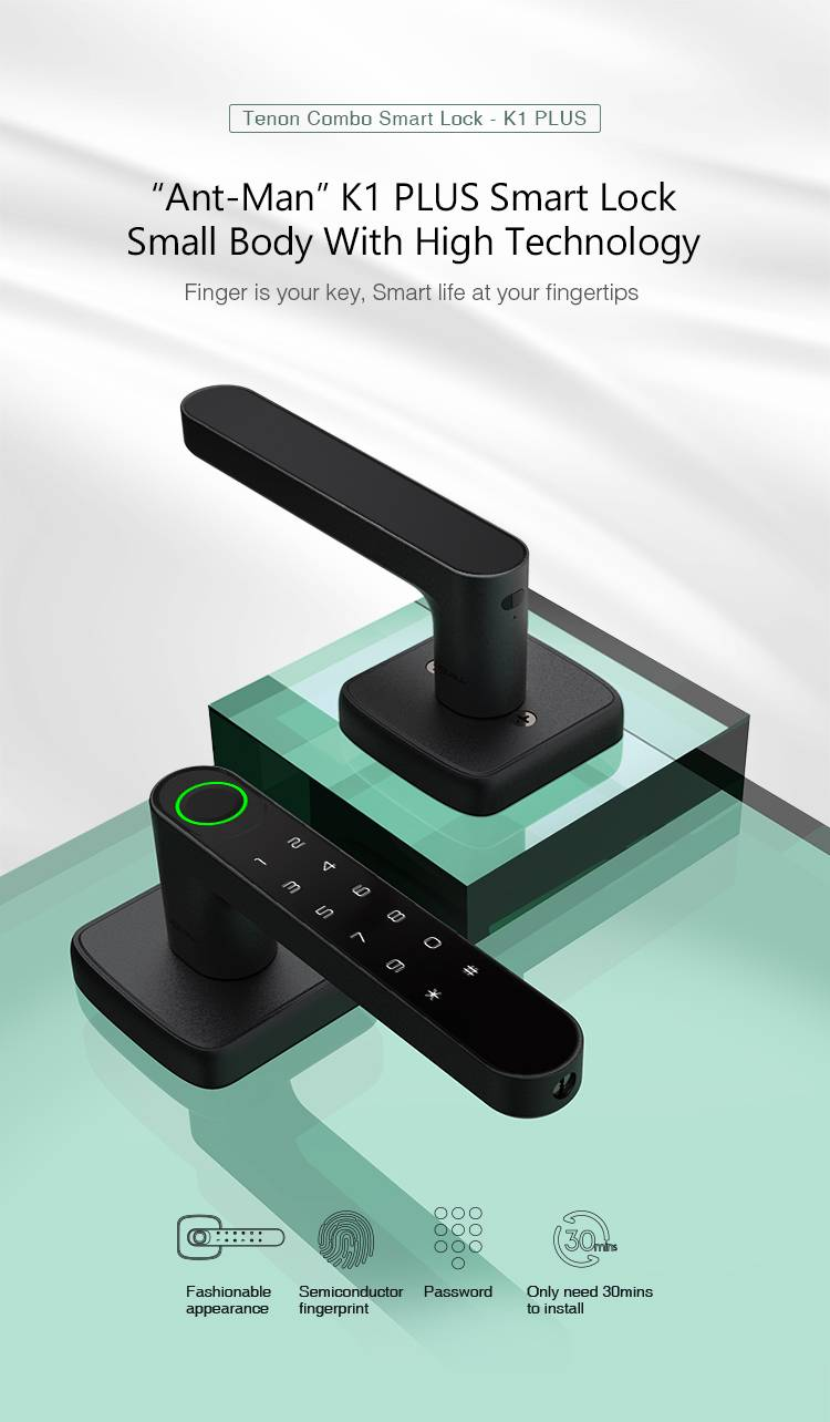 Maçaneta biométrica inteligente Tuya com impressão digital K1 Plus_voghion.com