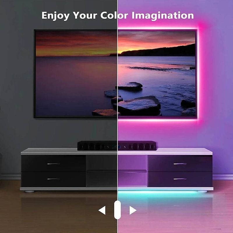 5V USB RGB LED Strip Lights With Bluetooth & IR Remote - Self-Adhesive 3535 LED Light Bar For TV Backlight, Bedroom & Living Room Decoration_voghion.com