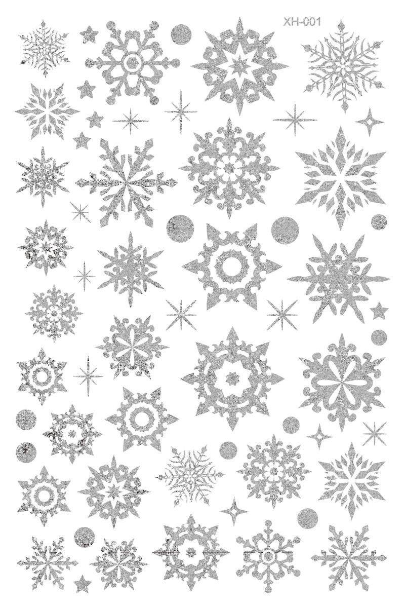 Pegatinas navideñas premium de copos de nieve para ventanas: PVC dorado y plateado para vidrio, paredes y decoración navideña (30 cm x 45 cm)_voghion.com
