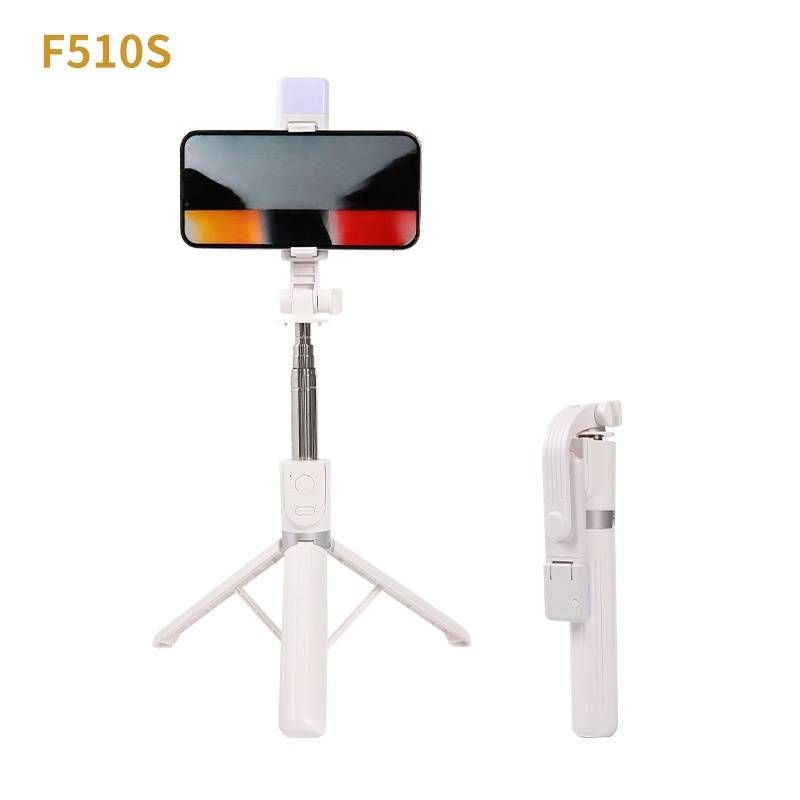 Tripé Bluetooth para Selfie Stick F510/F610 - Suporte extensível para celular de 130 cm/170 cm com antivibração e luz LED, suporte dobrável para transmissão ao vivo_voghion.com