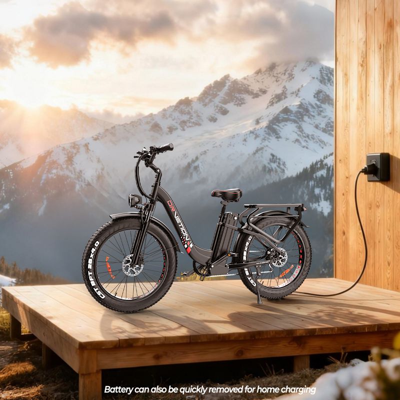 DRVETION CTR26 City Electric Bike, 48V 20Ah Battery, 26"x4.0" CST Tires, Shimano 7-Speed_voghion.com