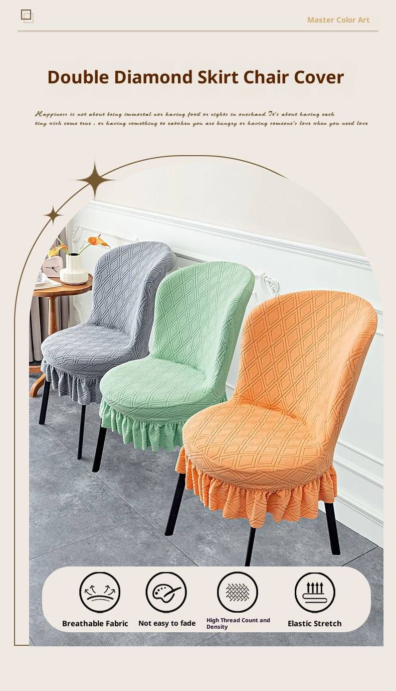 Stretchable Diamond-Pattern Chair Cover - Non-Slip Polyester Fabric, Modern Design For Dining & Office Chairs, 9 Trendy Colors_voghion.com
