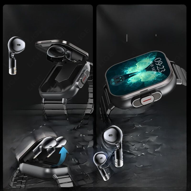 2-in-1 TWS With Earbuds, Sports Bluetooth Call, Health Monitor, NFC Smart Watch For Men And Women_voghion.com