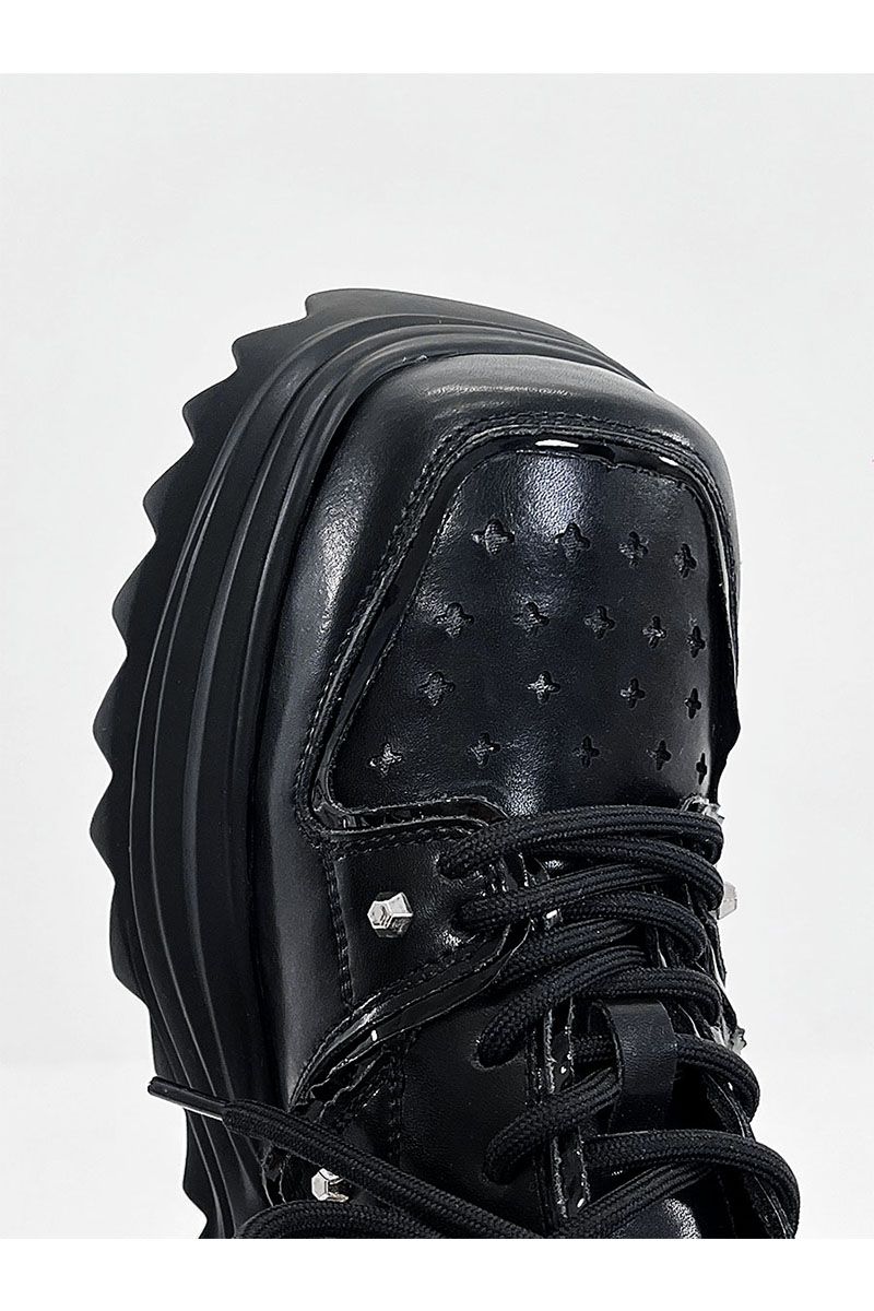 Thick Sole Classy Black Ins Niche Style Square Head Dad Shoes_voghion.com