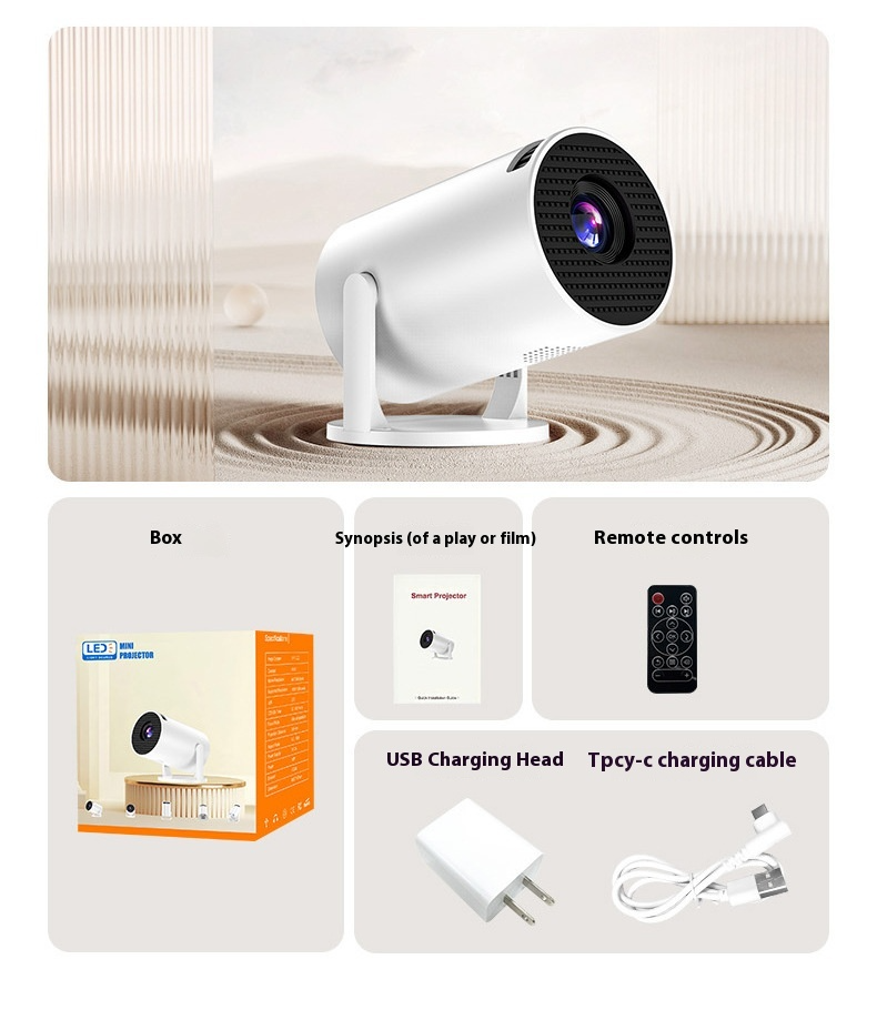 Y200 Mini Projector - 240 ° Rotating PTZ | Four Corner Trapezoidal Correction Wireless Screen Projection High Definition Outdoor Camping Home Theater_voghion.com