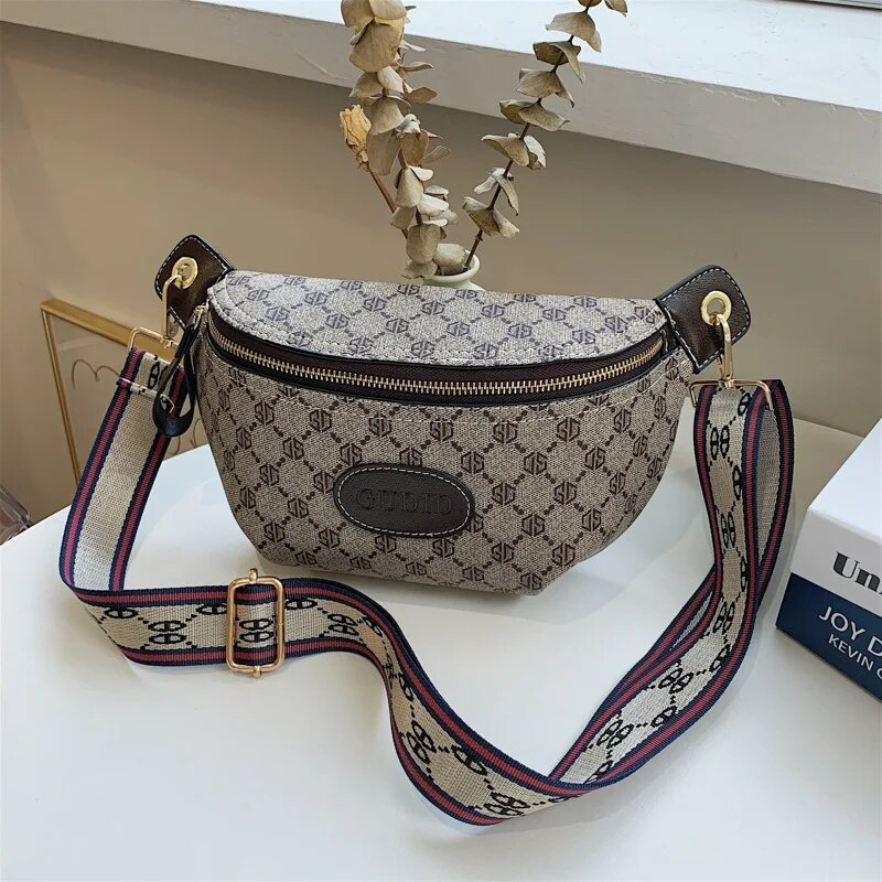 Geo Pattern Fanny Pack, Elegant Zipper Front Sling Versatile Chest Bag_voghion.com