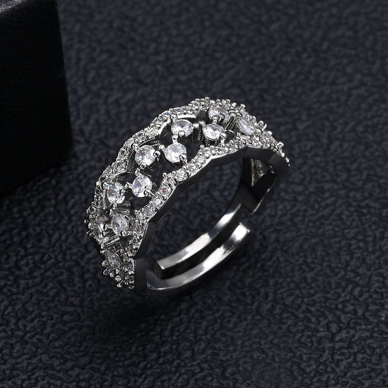 Elegante opengewerkte zirkonia-ring voor dames met dromenvangerontwerp, gegalvaniseerd koperen statementring voor dagelijks gebruik_voghion.com