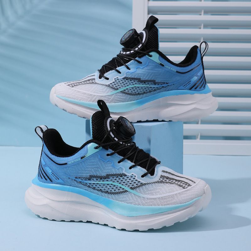 Summer No-Tie Boys' Running Breathable Mesh Non-Slip Fashion Twist Buckle Sports Shoes For Older Kids_voghion.com