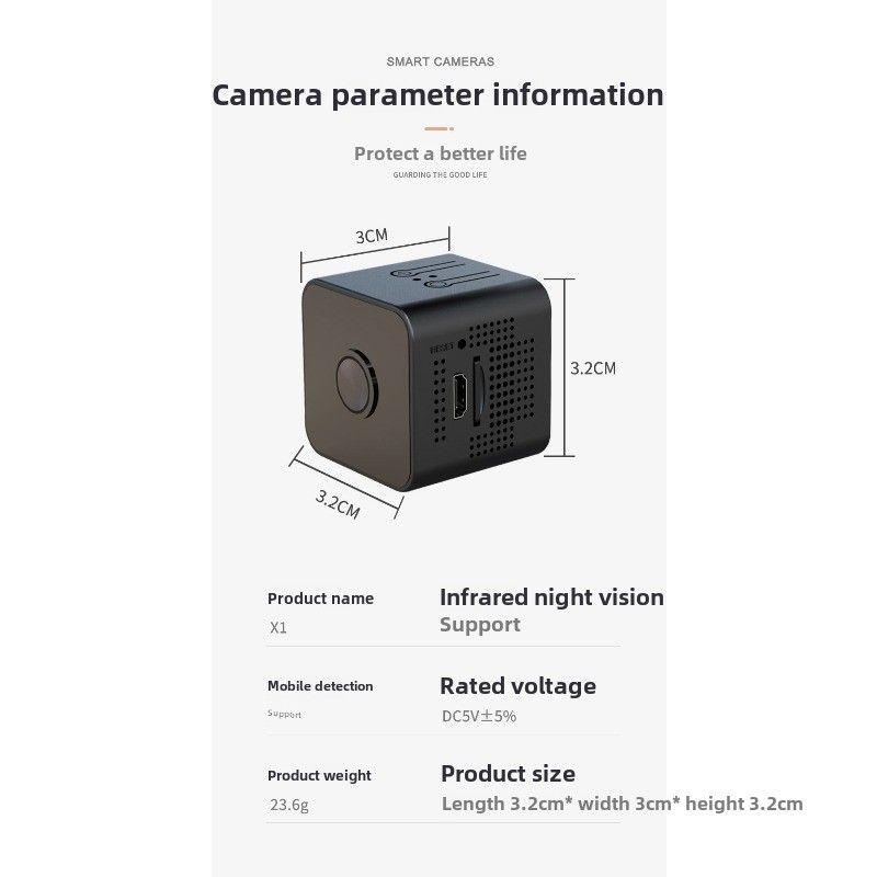 X1 camera high definition home 1080p wireless wifi small square remote night vision intelligent monitoring sports camera_voghion.com