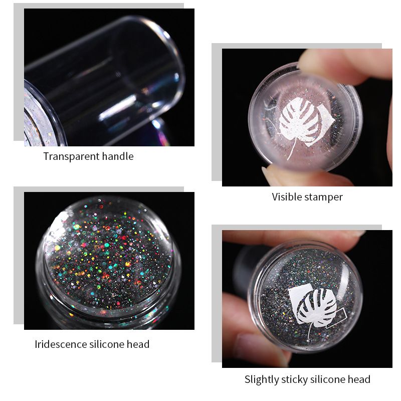 Sets & Kits Nail Art Stamp Printing Tool Laser Transparent With Cover Colorful Handle Stamp Fantasy Color Laser Silicone Stamp Head_voghion.com