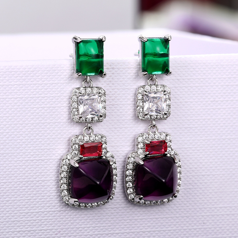 Kolczyki kontrastowe Cao Shifeng Emerald z Sense, Kolczyki gwiazd, Modna kolacja w połączeniu z kolczykami_voghion.com