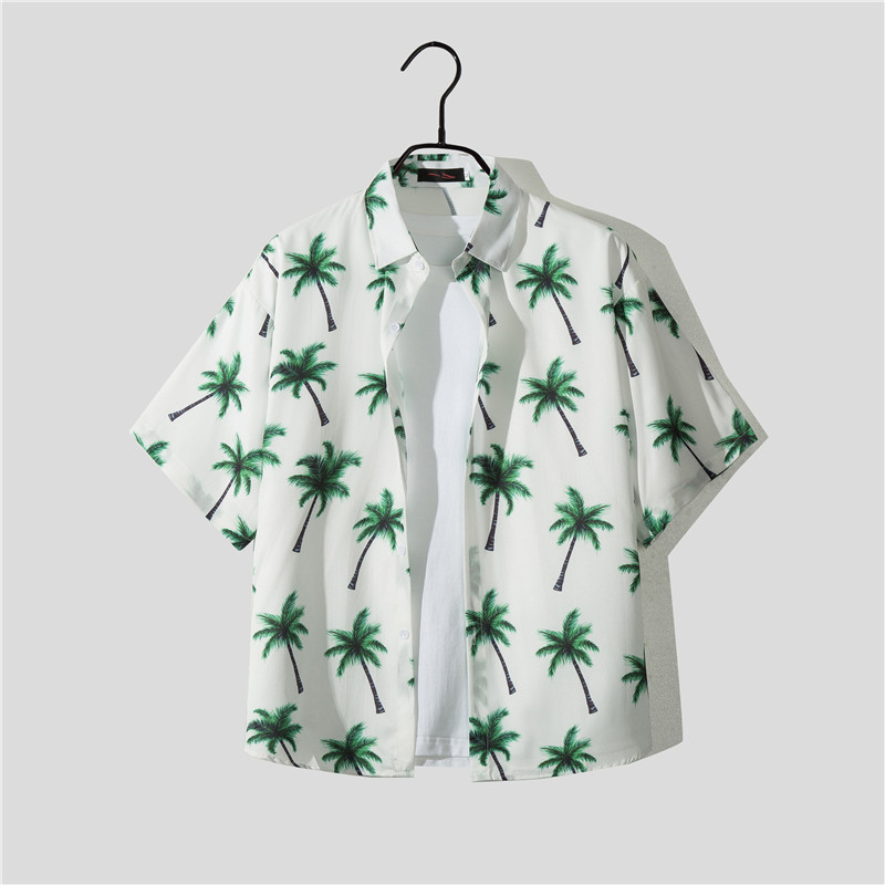 Herre Hawaii seaside strand feriedress herre løs pluss størrelse par trendy kortermet blomsterskjorte tilfeldig todelt sett_voghion.com