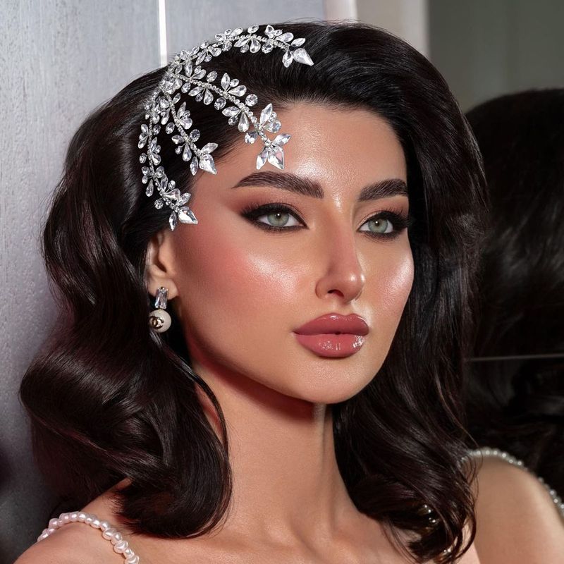 Copricapo da sposa fatto a mano con pettine per capelli con strass di cristallo per la festa nuziale, eleganti accessori floreali per capelli da donna, argento e oro_voghion.com