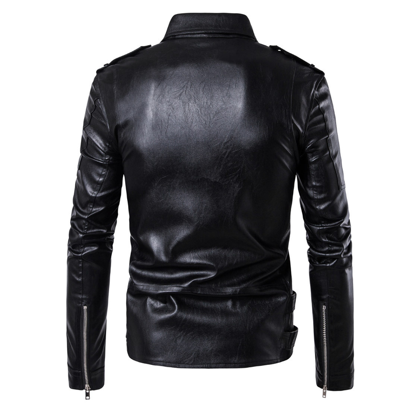 Męska odzież Moda Punk Męska skóra Carly Pi Motocyklowa skórzana szczupła Harley skórzana kurtka_voghion.com