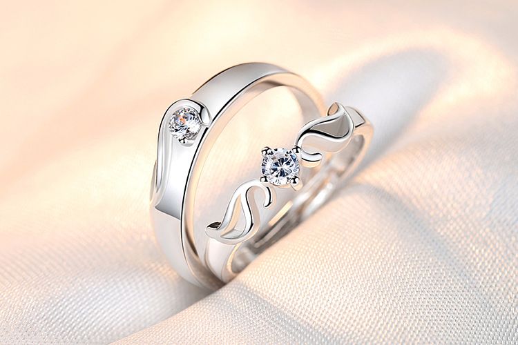 Couple Men and Women Pair Simulated Diamond Opening Zircon Classic Ring Jewelry _voghion.com