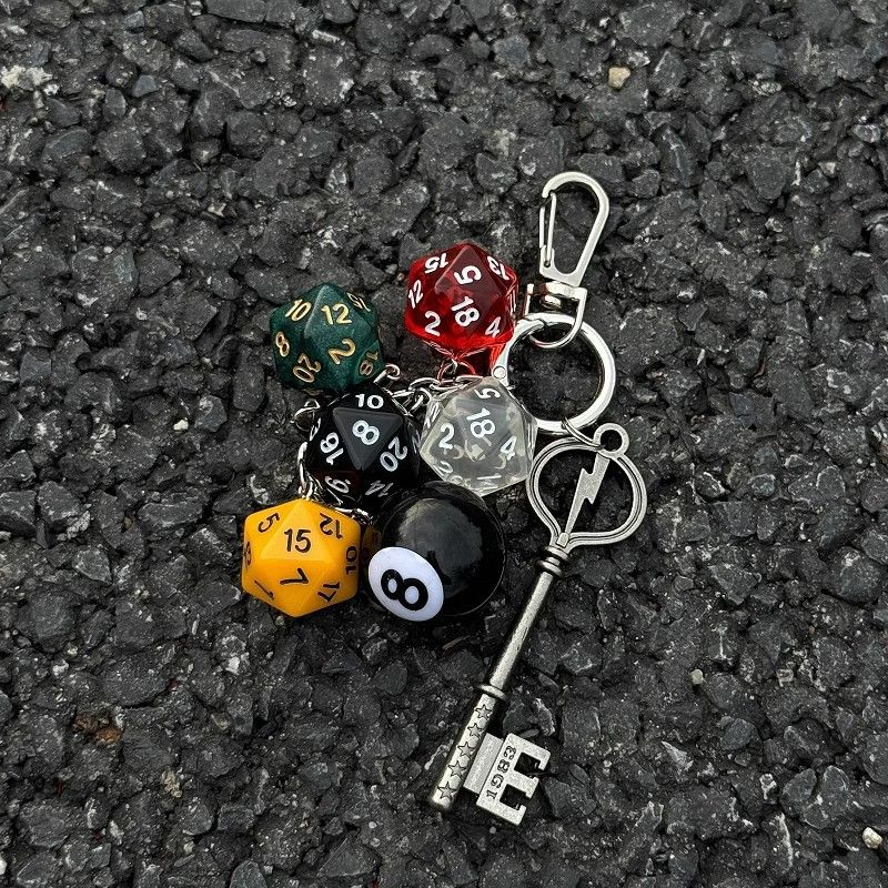 Gothic Steampunk Dice Keychain - Vintage Alloy Multi-Element Keyring For Bags, Waist & Backpack - Unique 3D Design Accessory (Sizes 7-11)_voghion.com