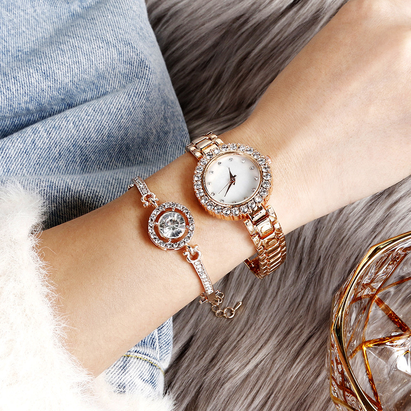 Diamant-Volldiamant-Armbanduhr, schlichter Diamant-Stil, modische Luxus-Quarz-Modeuhr_voghion.com