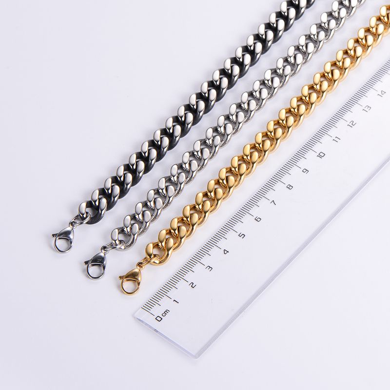 Men's Jewelry Hip Hop Jewelry Stainless Steel Polished Four Sided Grinding Necklace Cuban Chain Necklace_voghion.com
