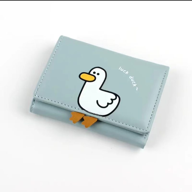Kawaii Cartoon Duck Pattern Kort plånbok, Trifold myntväska, Casual Kreditkort Cas_voghion.com