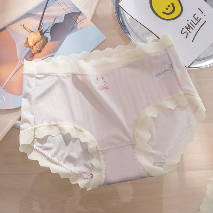 2024 new lace ice breathable large size smiling face pure non-trace silk antibacterial ice underwear_voghion.com
