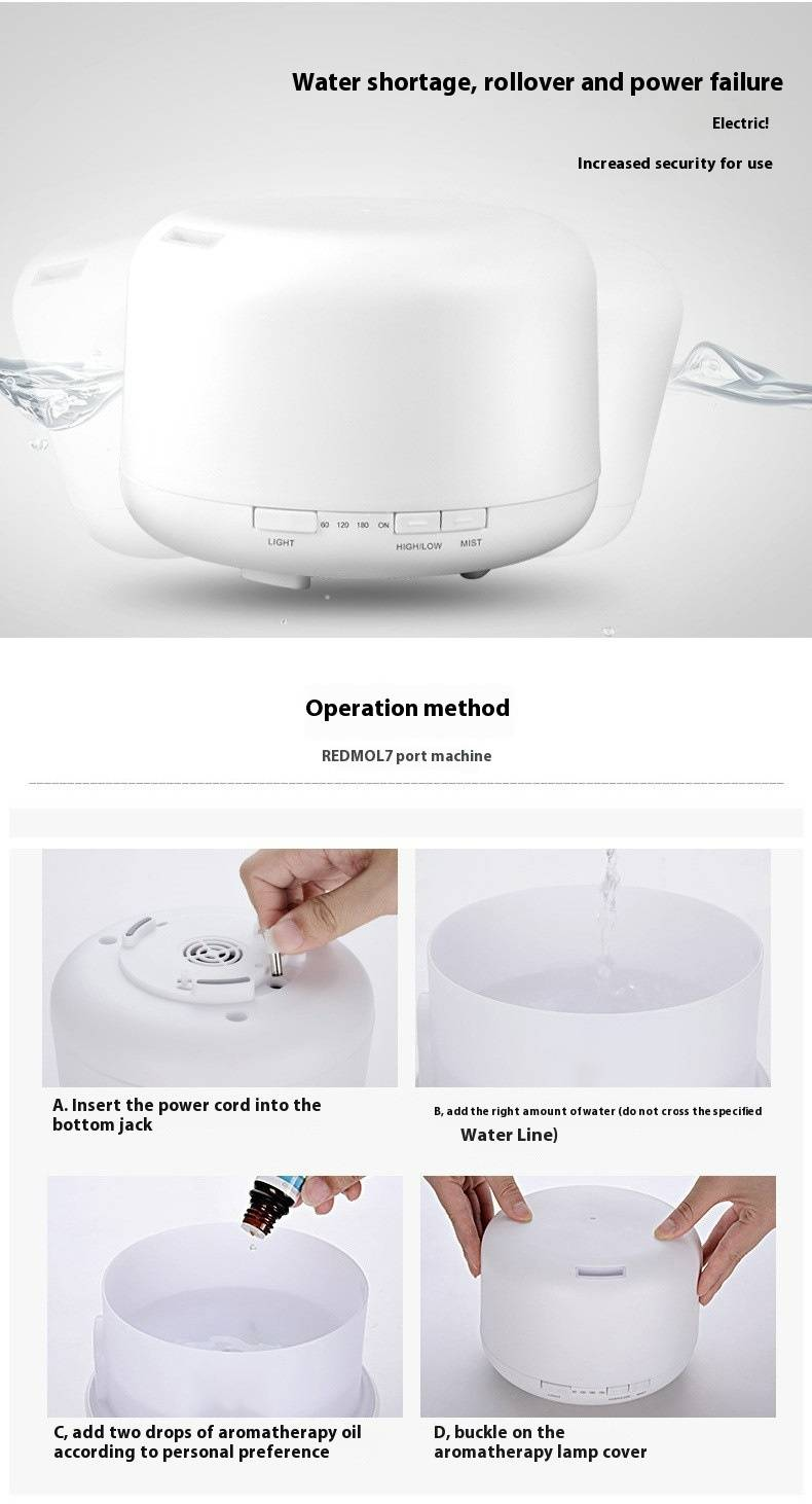 500ML air humidifier/Home Aromatherapy machine/Ultrasonic spray/Large capacity/Aromatherapy essential oil/pure plant single essential oil_voghion.com