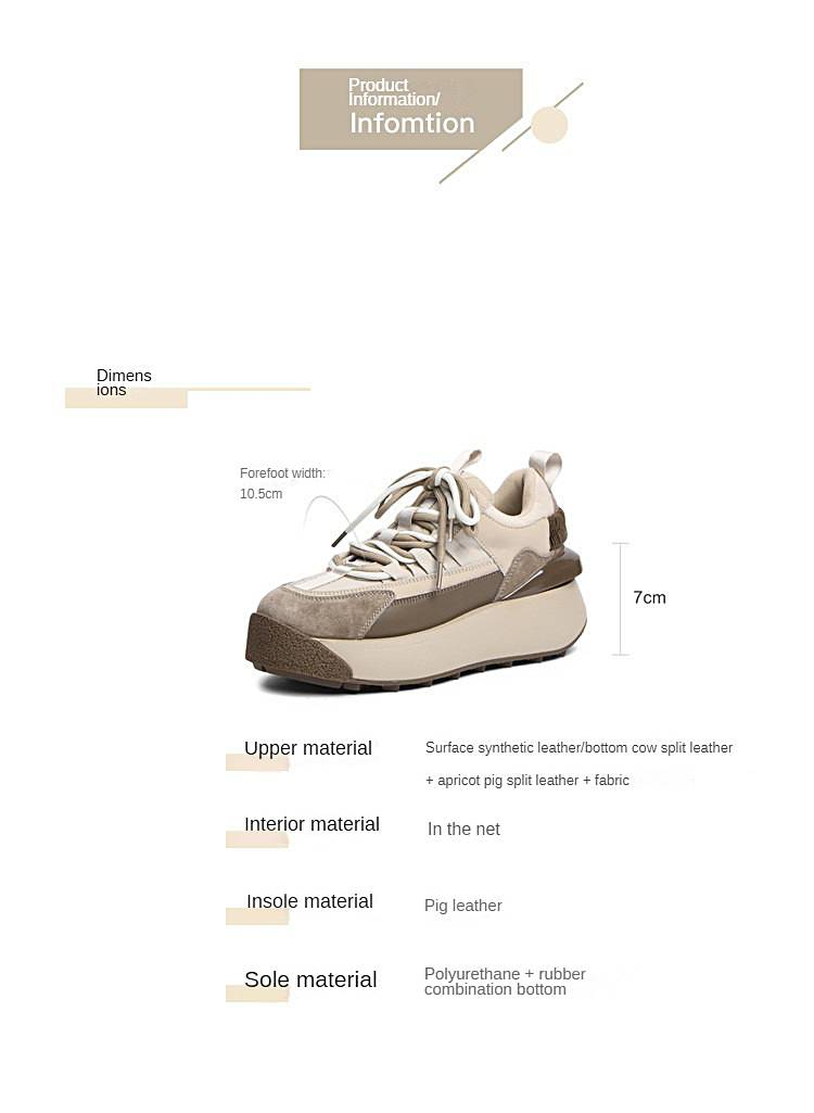 cameido Women's 2024 retro casual dad shoes with thick soles, made of nubuck leather in color-blocking design._voghion.com