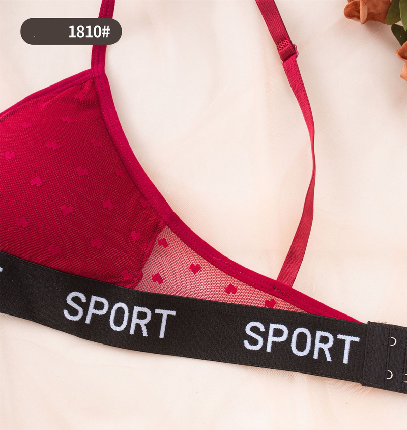 Women's Clothing Sexy Lace Letter Triangle Cup Underwear Without Steel Ring Fashionable Gathered Suit Heart Shaped Breathable Underwear_voghion.com