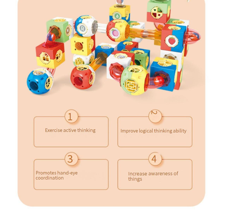 Juego de bloques de construcción de tuberías 2 en 1 para madres e hijos: pista de canicas 3D y lanzador de pelotas, juguete STEM para niños (98/196/274/365/458 piezas)_voghion.com