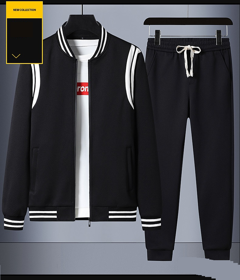 Übergroßes Sport-Zweiteiler-Set für Herren – Locker sitzende Strickjacke und Pullover-Kombination, lässiges Herbst-Outfit in Übergröße_voghion.com