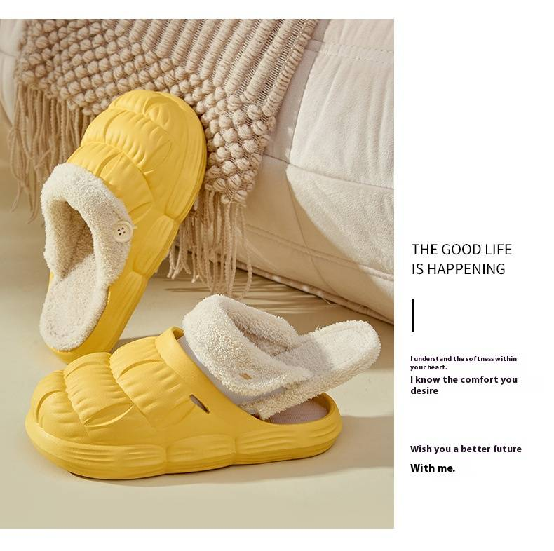 Waterproof Slippers For Women New Autumn And Winter Plush Warm Non Slip Indoor Home Thick Soled Detachable Cotton Slippers For Women_voghion.com