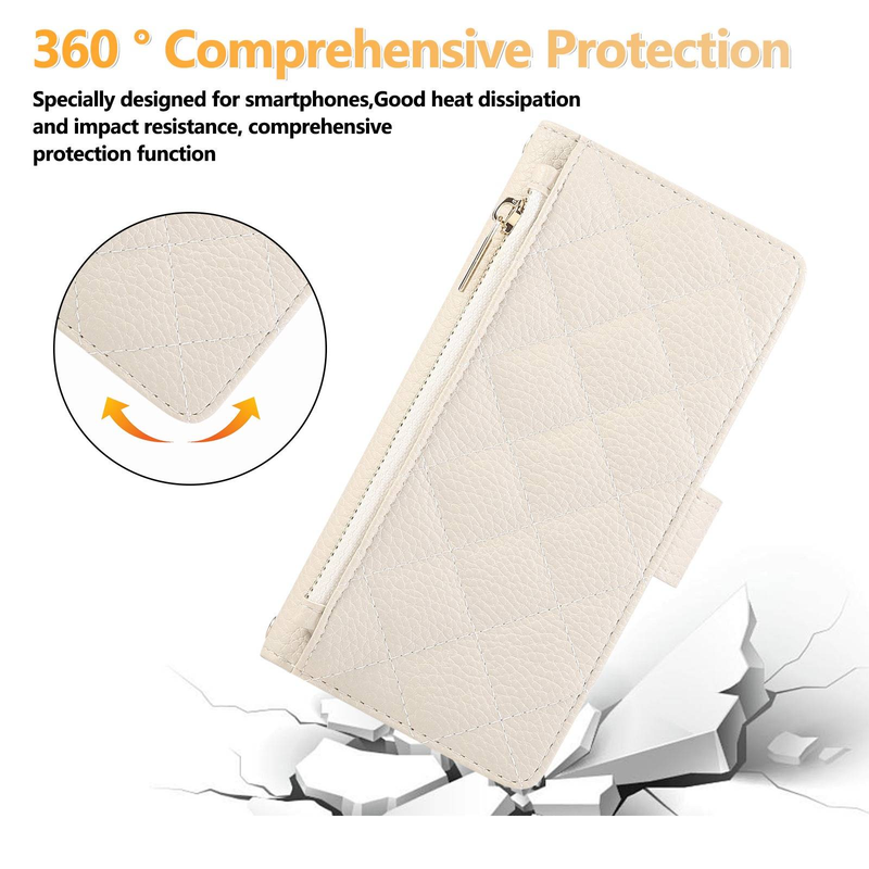 Custodia a portafoglio in pelle premium per iPhone serie 16/17 con scomparti per carte, specchio e cinturino da polso - Custodia protettiva con guscio interno in TPU antiscivolo_voghion.com