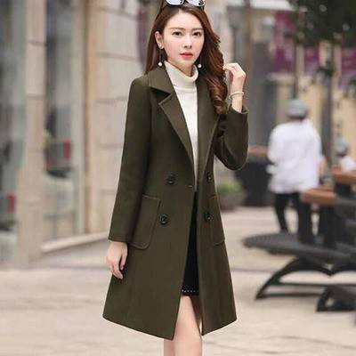 Elegante lange wollen jas voor dames - Slim fit double breasted trenchcoat met riem, wintermode bovenkleding_voghion.com