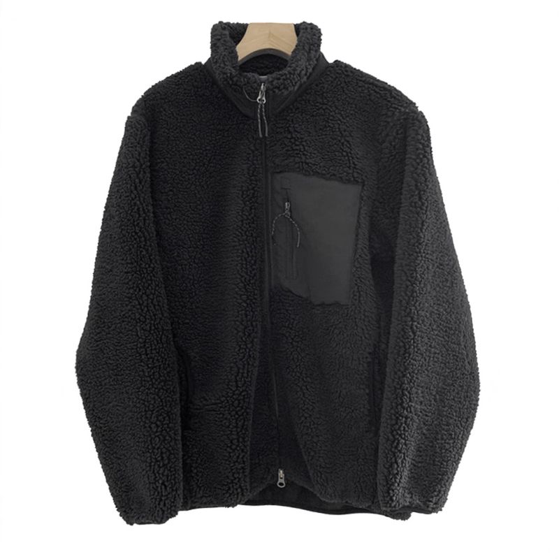 Winddichte Sherpa-Jacke mit Fleecefutter für Unisex – Übergroßer Mantel mit Polokragen und Chenille-Stoff, Stretch-Komfort für Herbst und Winter_voghion.com