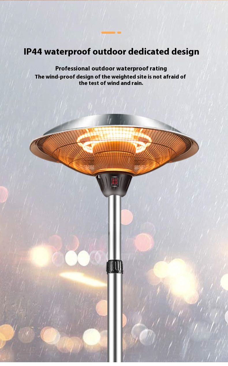 Outdoor Umbrella Heater – Carbon Fiber Heating, 2200W/3000W Adjustable, IPX4 Waterproof, Silent Operation (36dB), Tip-Over Protection_voghion.com