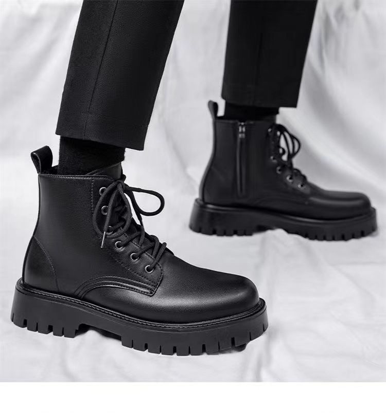 Zipper Martin Boots Men's Spring And Autumn High-top British Retro Men's Ankle Boots_voghion.com