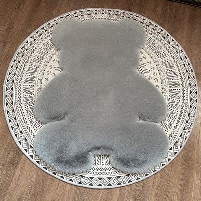 Niedlicher kleiner Bärenteppich, Plüsch-Dekoteppich, Schlafzimmerrenovierung, mädchenhaftes Herz, internetberühmte Nachttischmatte für Kinderzimmer_voghion.com