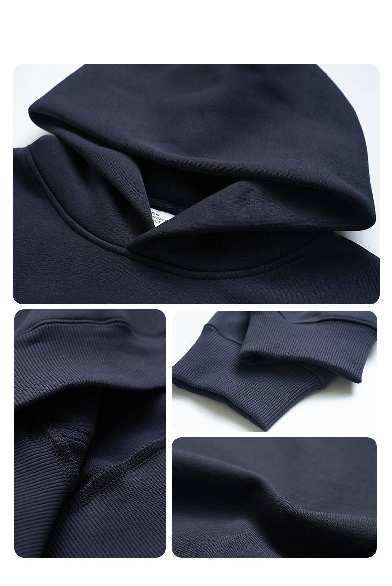 UNF 500G Heavyweight Warm Air Layer Pullover Solid Color Sweatshirt Plus Velvet Thickened Hooded Sweatshirt For Men And Women Autumn And Winter_voghion.com