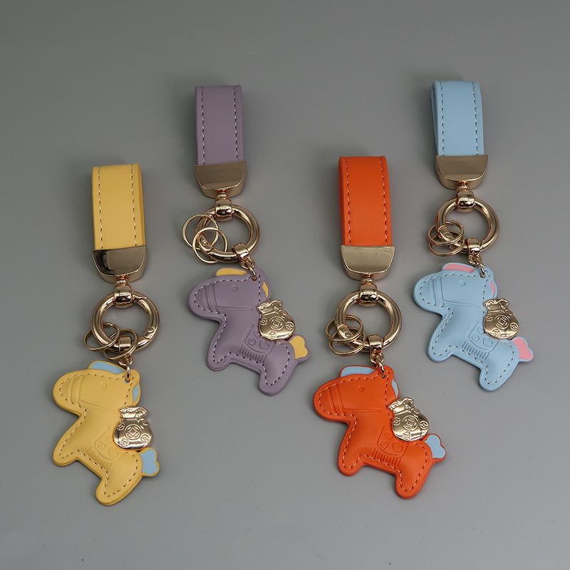 Immediately Get Rich Bracelet Keychain Leather Cartoon Pony Pendant Couple Bag Net Celebrity Car Keychain_voghion.com