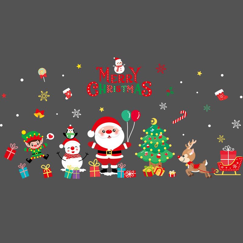 Weihnachtsaufkleber für Glastüren, fröhliche kreative Schaufensterdekoration im Einkaufszentrum_voghion.com