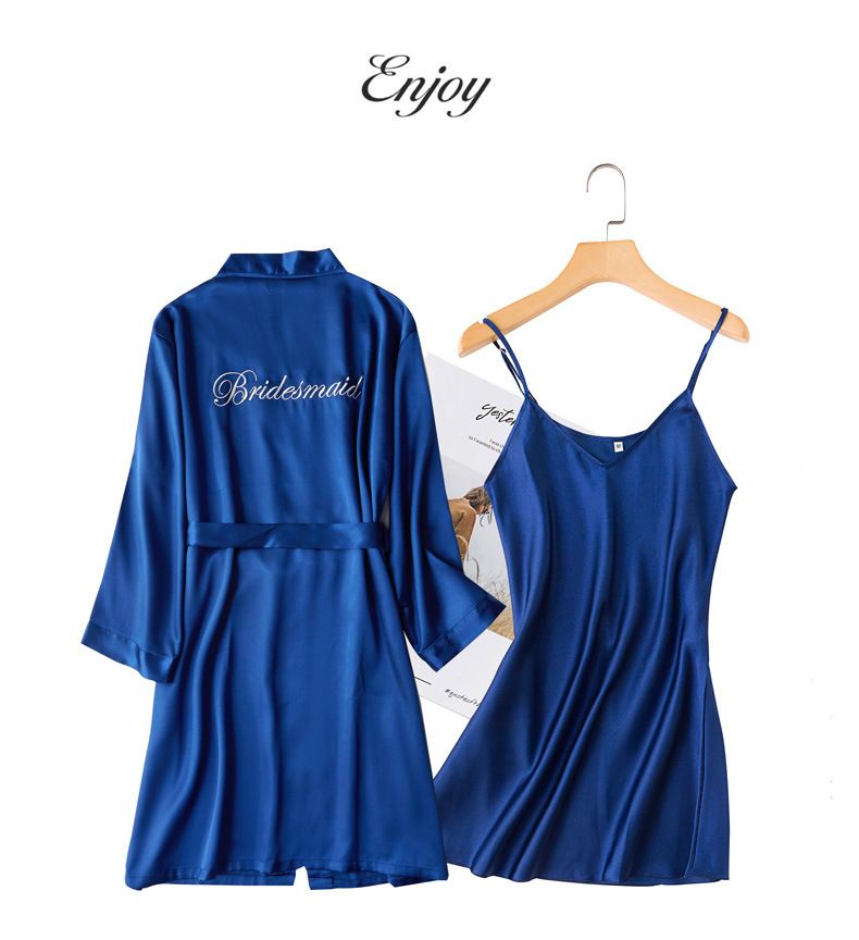 Γυναικεία Πυζά Πρωινή Γυναικεία Νυχτικό με μανίκια εννέα Πόντων Νυχτικό Γάμος Παράνυμφος Νυφικό Κιμονό Μεταξωτή Ζακέτα Μπουρνούζι_voghion.com