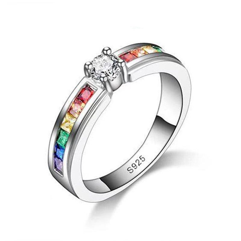 Copper Inlaid Colorful Fashionable Versatile Elegant Zircon Flower Ring_voghion.com