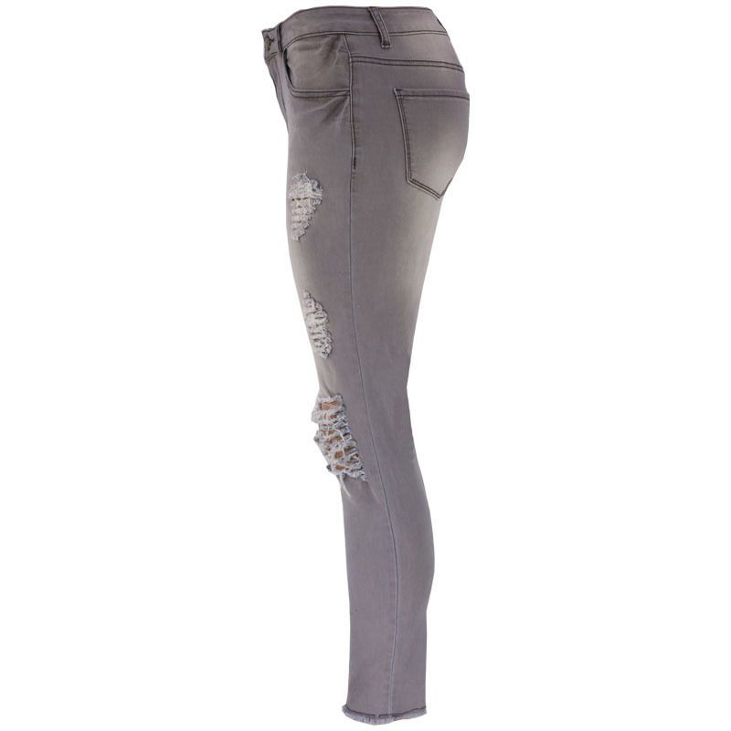 Dameklær Ny stil Ripped Denim Tight Women’s Wide Leg Style Nine Point Pants_voghion.com