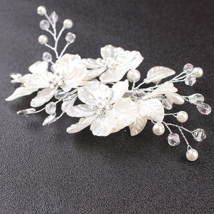 Neu Koreanische Braut Hochzeit Kopfschmuck Mit Weiß Shell Blütenblätter Handgemachte Perle_voghion.com