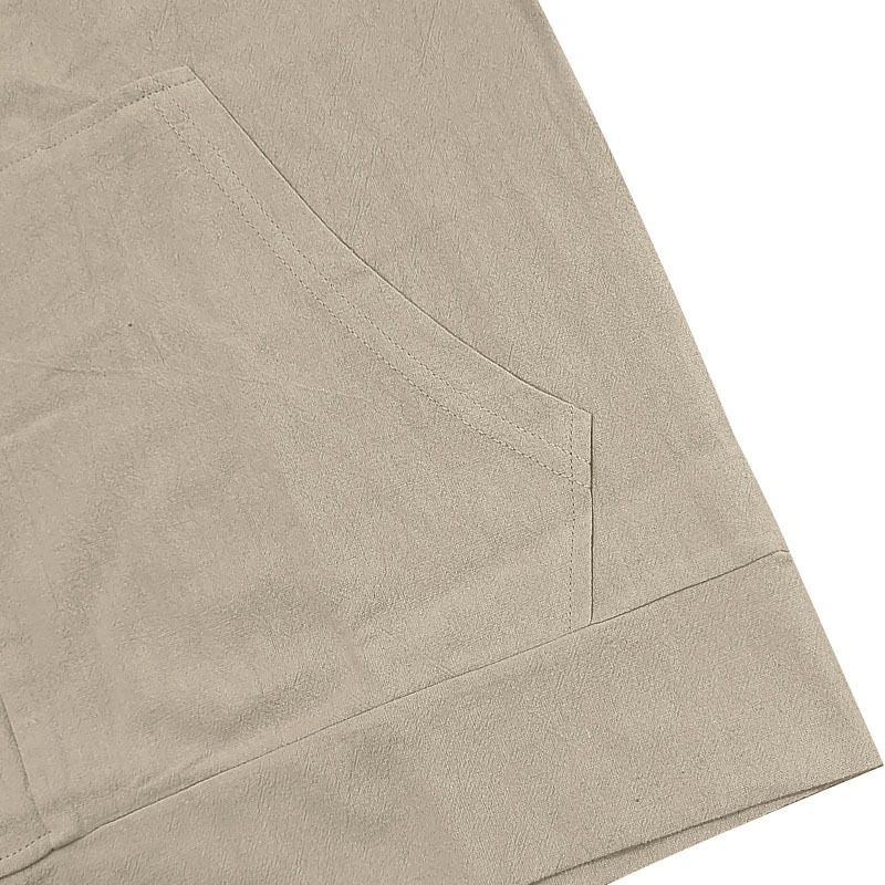 Spring And Autumn American Loose Men's Loose Linen Casual Simple Beach Hooded Long Sleeve Shirt Men_voghion.com