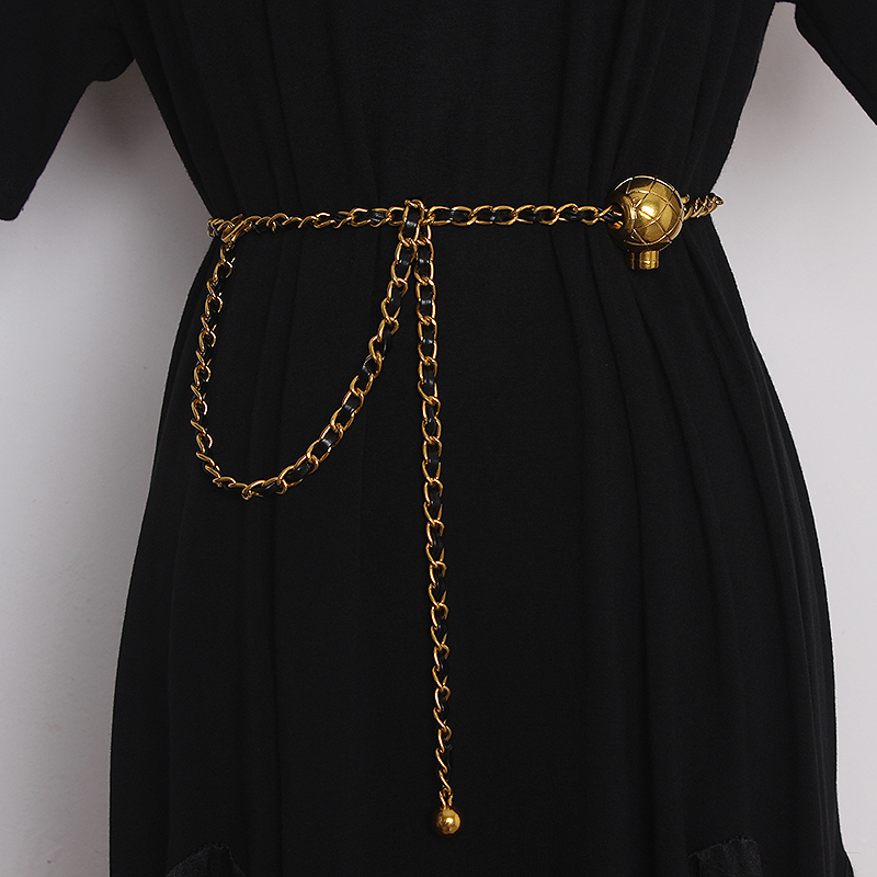 Xiaoxiangfeng chain waist chain new trendy women's belt versatile retro small gold ball adjustable dress with small chain_voghion.com