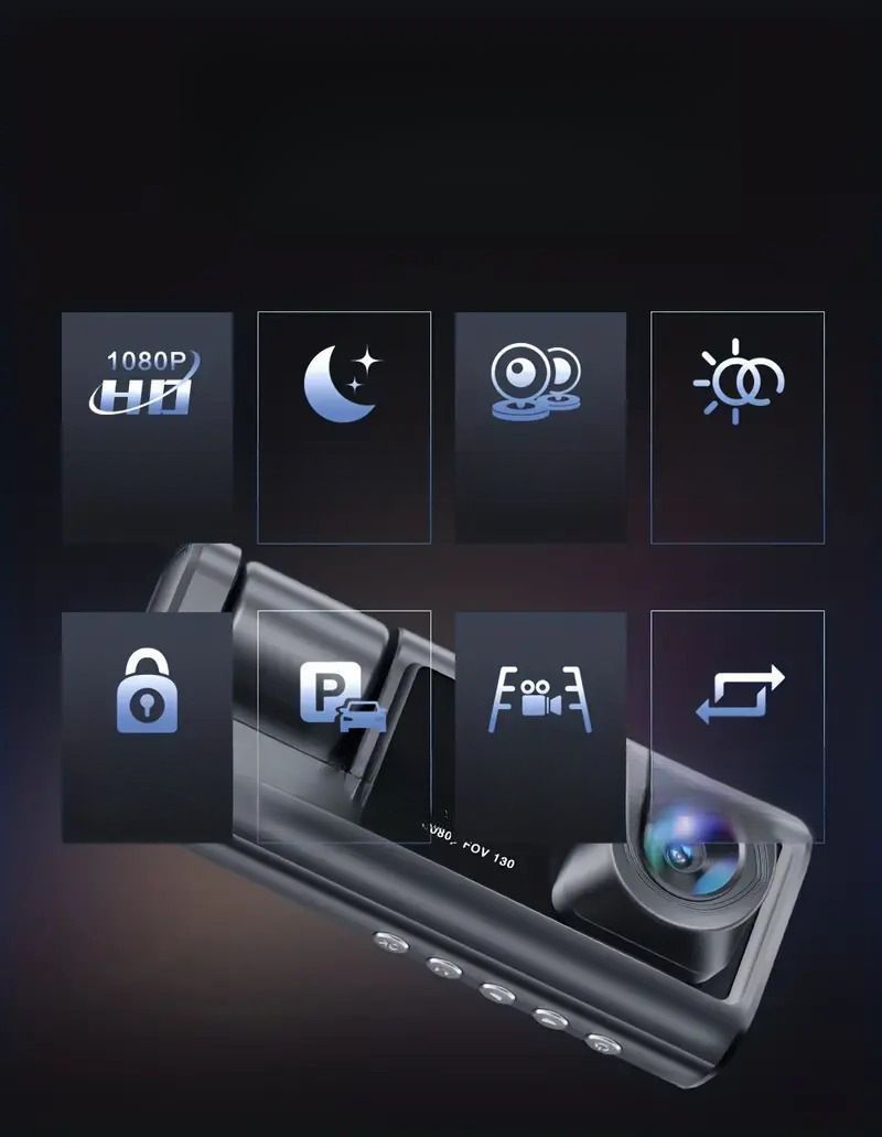 Registratore di guida in vendita calda 3 vie HD 1080P monitoraggio del parcheggio con visione notturna 3 lenti DVR per auto_voghion.com