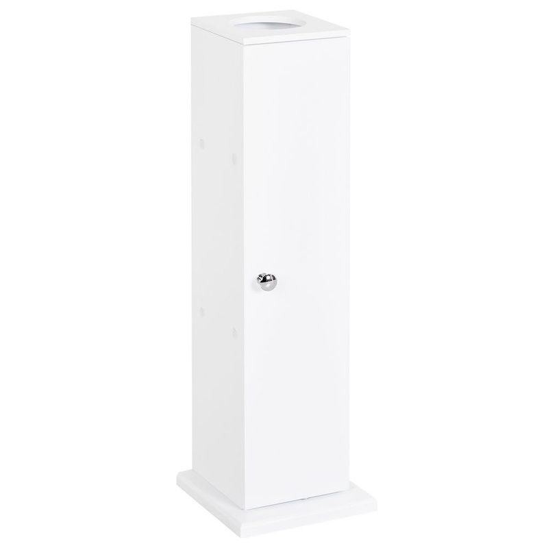 HOMCOM Toilet Paper Storage Cabinet 26' Narrow Bathroom Organizer Floor Standing White_voghion.com