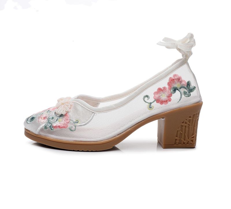 High Heels, bestickte Stoffsohlen aus Kuhsehnen, Damenschuhe können mit Gazeröcken, Qipao, Teekleidung usw. kombiniert werden_voghion.com