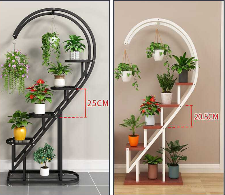 Grüner Rettich-Aufbewahrungsständer aus Eisen für den Außenbereich, für den Innenbereich, Wohnzimmer, bodenstehend, mehrschichtig, Balkon, Blumentopf zum Aufhängen_voghion.com