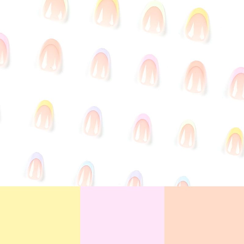 Autocollants portables, patchs pour ongles arc-en-ciel frais multicolores style français d'été, faux ongles_voghion.com